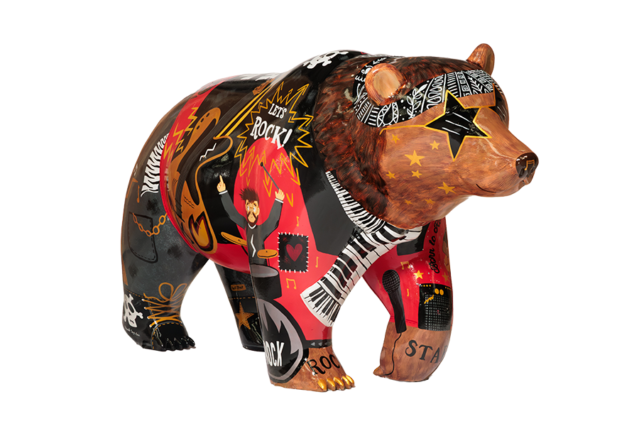 Artist’s Giant Rock Star Bear Inspired by Local Rockstars